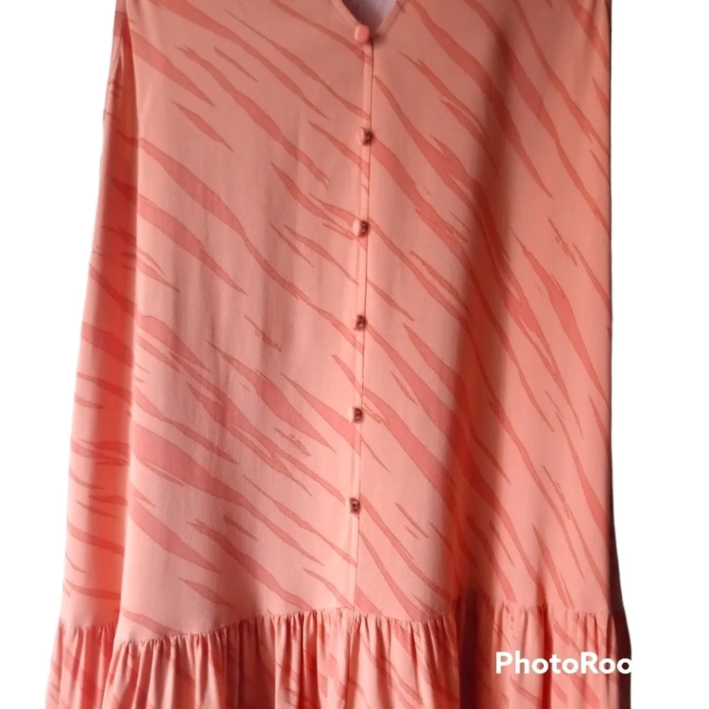 Nine West Orange Zebra Flouncy Button-Front Tiered Size XS.